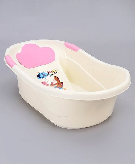 Medium Size Baby Bath Tub Animal Print - Pink White