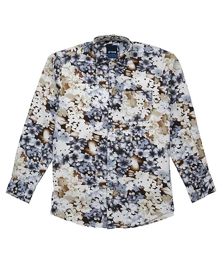 UF Club Floral Printed Full Sleeves Shirt - Grey