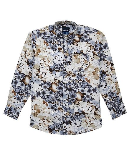 UF Club Floral Printed Full Sleeves Shirt - Grey