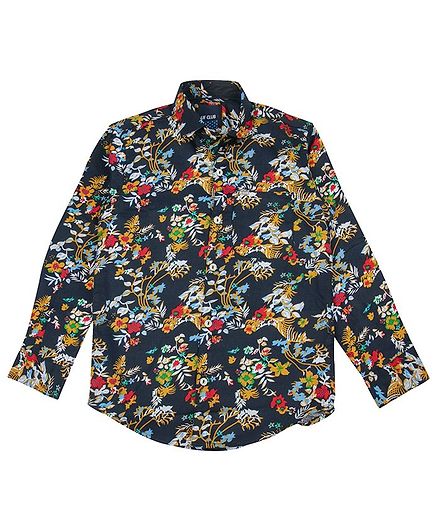 UF Club Floral Printed Full Sleeves Shirt - Navy Blue