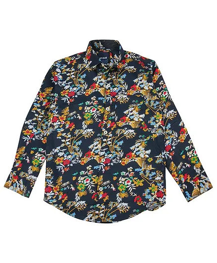 UF Club Floral Printed Full Sleeves Shirt - Navy Blue