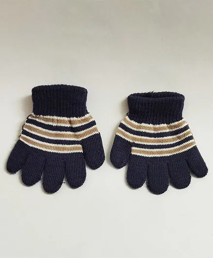 Kid-O-world Striped Woolen Gloves - Grey