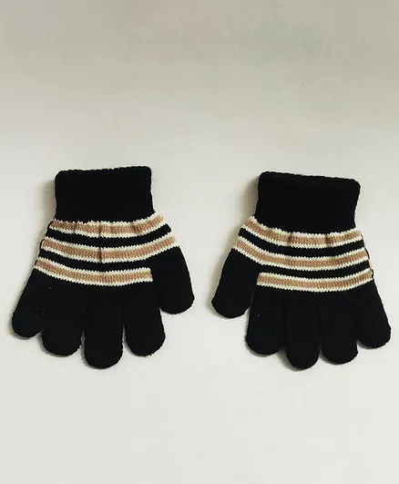 Kid-O-world Striped Woolen Gloves - Black