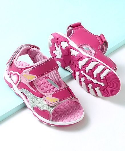 Cute Walk by Babyhug Sandals Heart Patch - Dark Pink