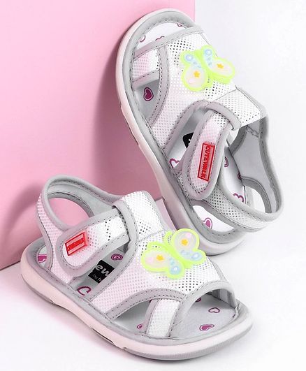 Cute Walk by Babyhug Sandals Butterfly Patch - Grey
