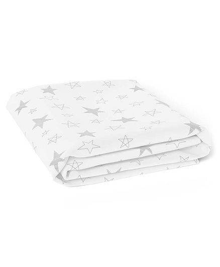 The White Cradle Pure Organic Cotton Printed Crib Sheet - White Grey