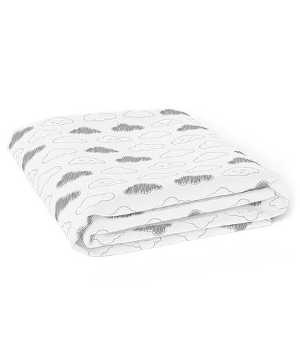 The White Cradle Pure Organic Cotton Printed Crib Sheet - White Grey