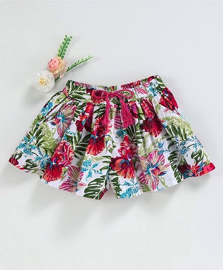 Babyhug Mid Thigh Length Skirt Floral Print - Multicolor