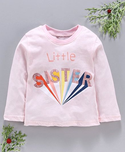 Kookie Kids Full Sleeves Tee Little Sister Print - Pink