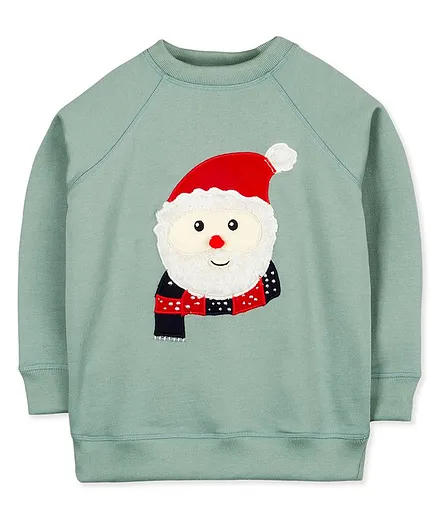 Cherry Crumble by Nitt Hyman Santa Patch Full Sleeves Sweatshirt - Green
