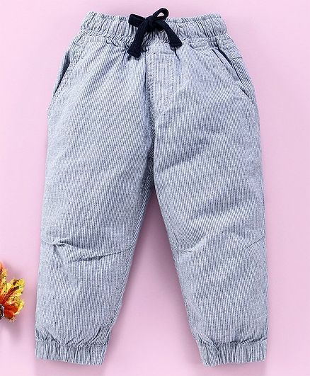 Cucumber Full Length Corduroy Jogger With Drawstring -Grey