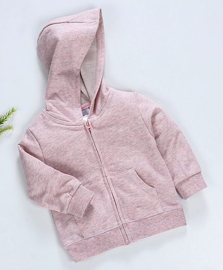 Yiyi Garden Full Sleeves Hooded Solid Sweat Jacket - Pink