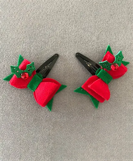 Kalacaree Christmas Bow Theme Snap Clips - Red
