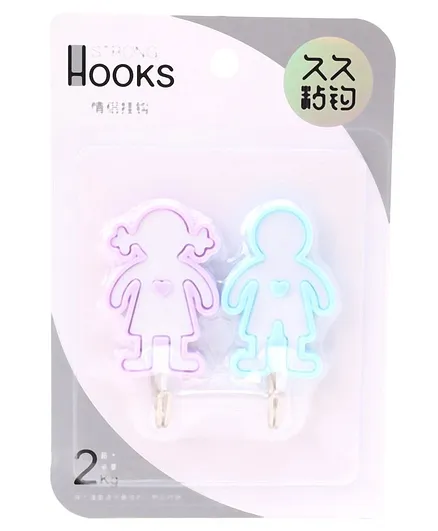 Self Adhesive Wall Hooks Pack of 2 - Blue Purple