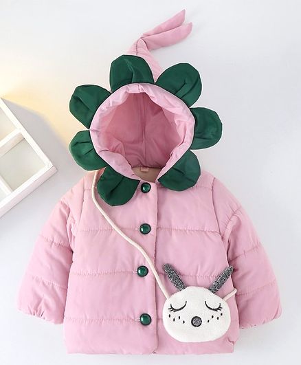 Kookie Kids Full Sleeves Hooded Padded Jacket - Pink