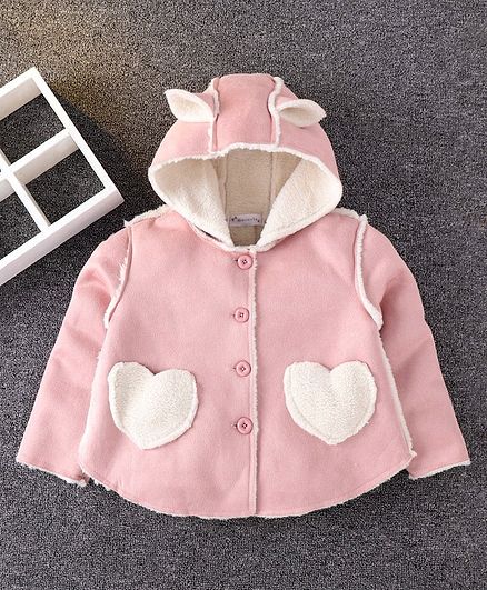 Kookie Kids Full Sleeves Hooded Jacket - Light Pink