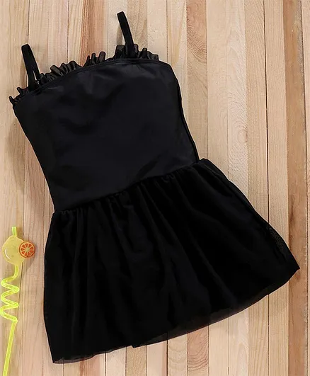Kookie Kids Singlet Solid Color Frock Swimsuit - Black
