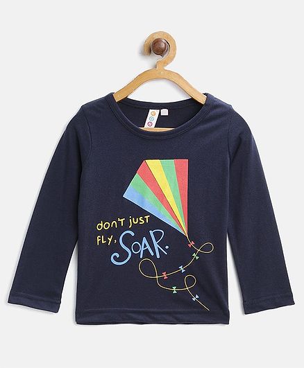 Kids On Board Full Sleeves Quote Print Tee - Navy Blue