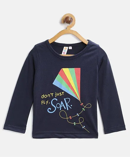 Kids On Board Full Sleeves Quote Print Tee - Navy Blue