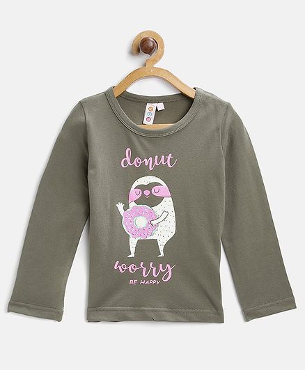 Kids On Board Full Sleeves Donut Print Tee - Green