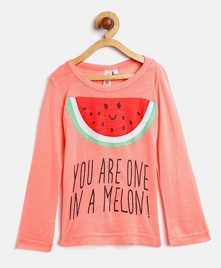 Kids On Board Melon Printed Top - Peach