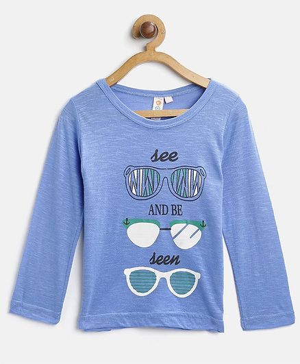 Kids On Board Full Sleeves See And Be Seen Printed Tee - Blue