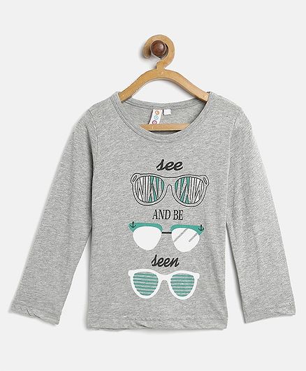 Kids On Board Full Sleeves See And Be Seen Printed Tee - Grey