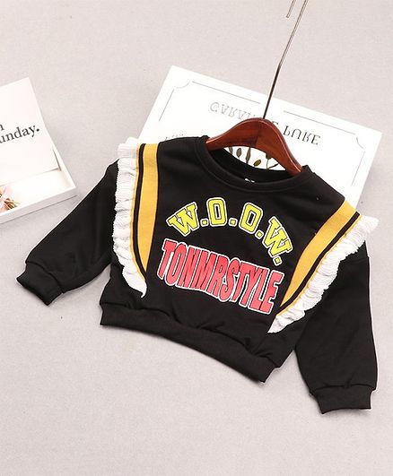 Awabox Letter Printed Full Sleeves Sweatshirt - Black
