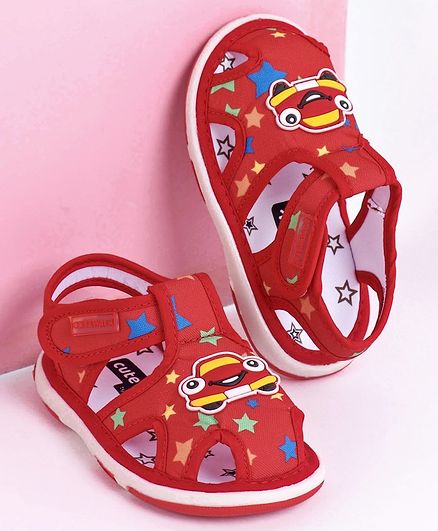 Cute Walk by Babyhug Closed Toe Sandals Car Patch - Red