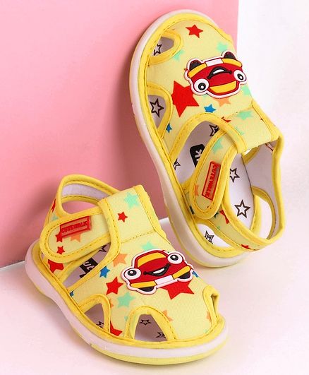 Cute Walk by Babyhug Closed Toe Sandals Car Patch - Yellow