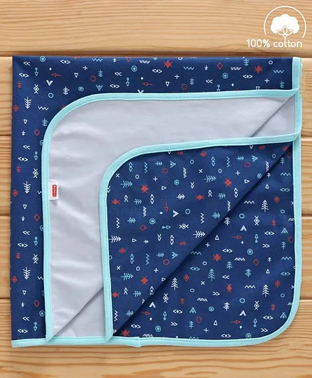 Babyhug Cotton Diaper Changing Mat and Bed Protector - Navy Blue