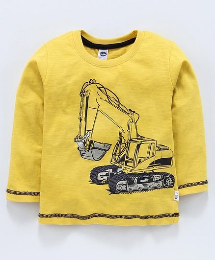 Teddy Full Sleeves T-Shirt Vehicle Print - Yellow