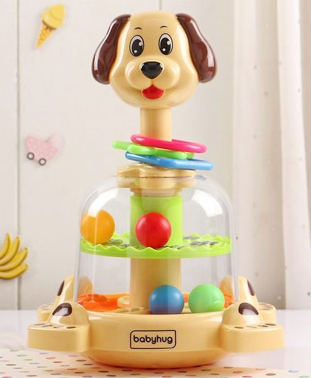 Babyhug Press & Spin Dog Toy - Cream Green