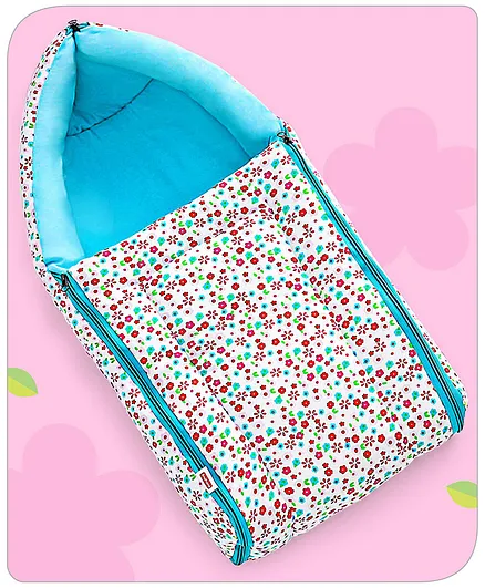 Babyhug 100% Cotton Sleeping Bag Floral Print - Blue