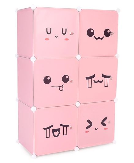 6 Compartments Printed Storage Unit - Pink