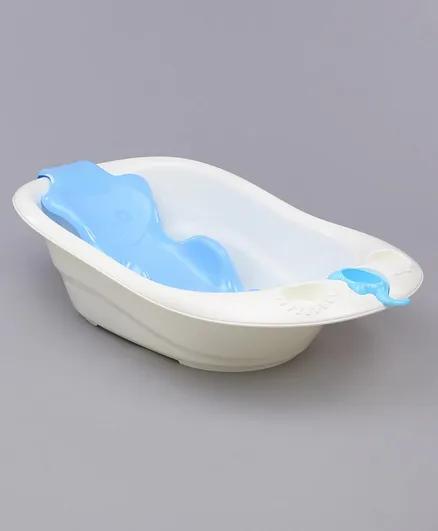 Babyhug Large Size Bath Tub With Bath Sling Bear Print - Blue