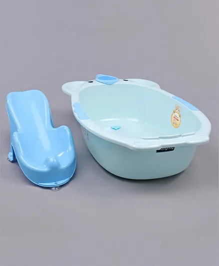 Babyhug Large Size Bath Tub With Bath Sling - Blue
