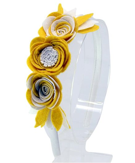 Aye Candy Flowers Design Hair Band - Yellow