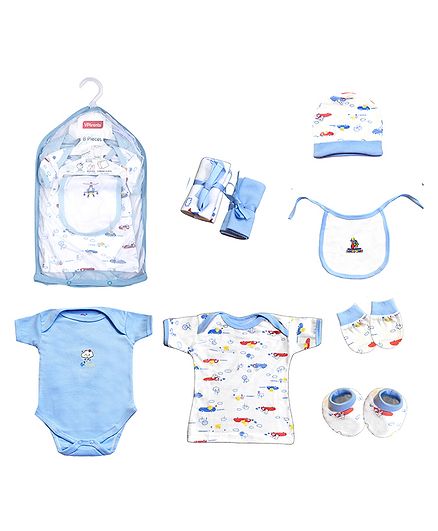 VParents Honey Punch New born Baby Gift Set Blue - Pack of 8