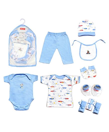 VParents Honey Punch New born Baby Gift Set Blue - Pack of 10