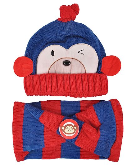 Yellow Bee Cap And Muffler Set - Blue Red