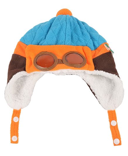 Yellow Bee Pilot Beanie Cap - Blue