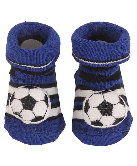 Yellow Bee Anti Skid Football Face Applique Socks - Dark Blue
