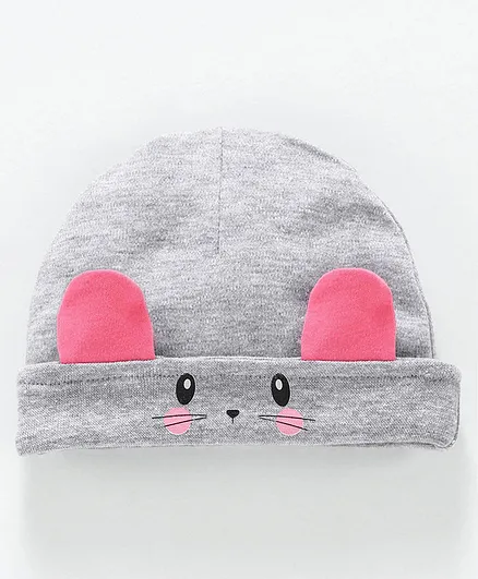 Babyhug 100% Cotton Cap 3D Animal Design - Grey