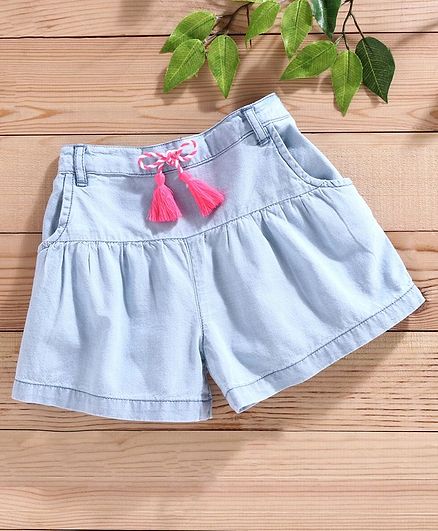 Babyhug Elasticated Waist Denim Shorts - Blue