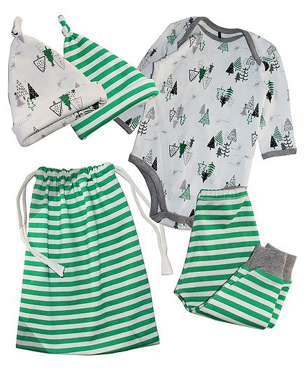 Kadambaby 5 Piece Gift Set Christmas Print - Green