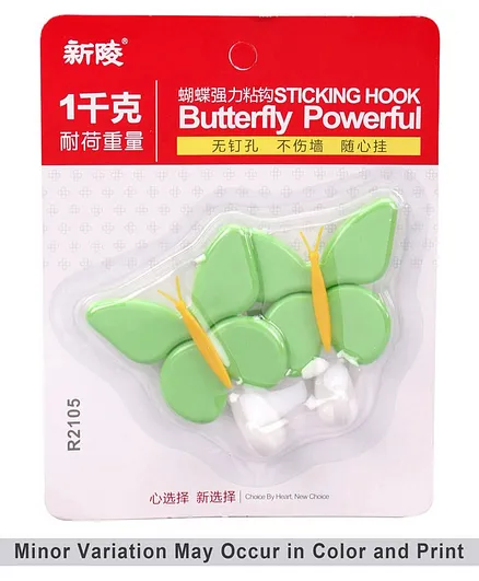 Sticking Hook Butterfly Shape Pack Of 2 - Green