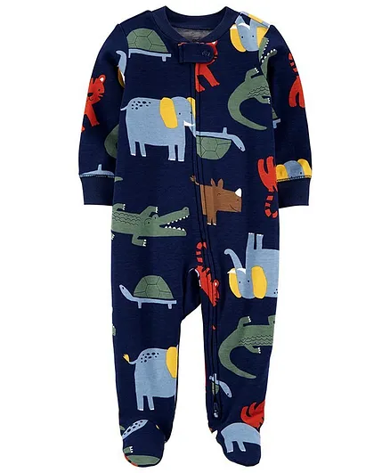 Carter's Animal 2-Way Zip Cotton Sleep & Play - Blue