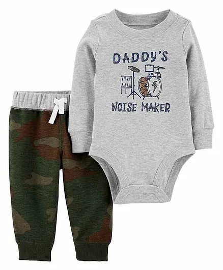 Carter's 2-Piece Daddy's Noise Maker Bodysuit Pant Set - Grey Green