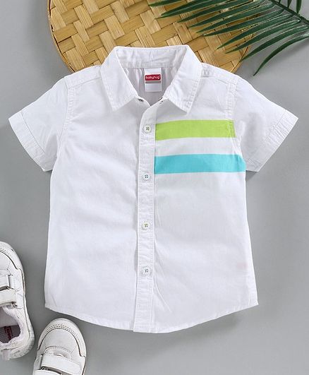 Babyhug Half Sleeves Shirt Striped - White
